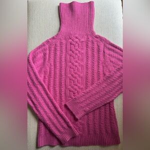 Mariele Waithe Pink Cable Knit Cashmere Turtleneck Sweater Size S